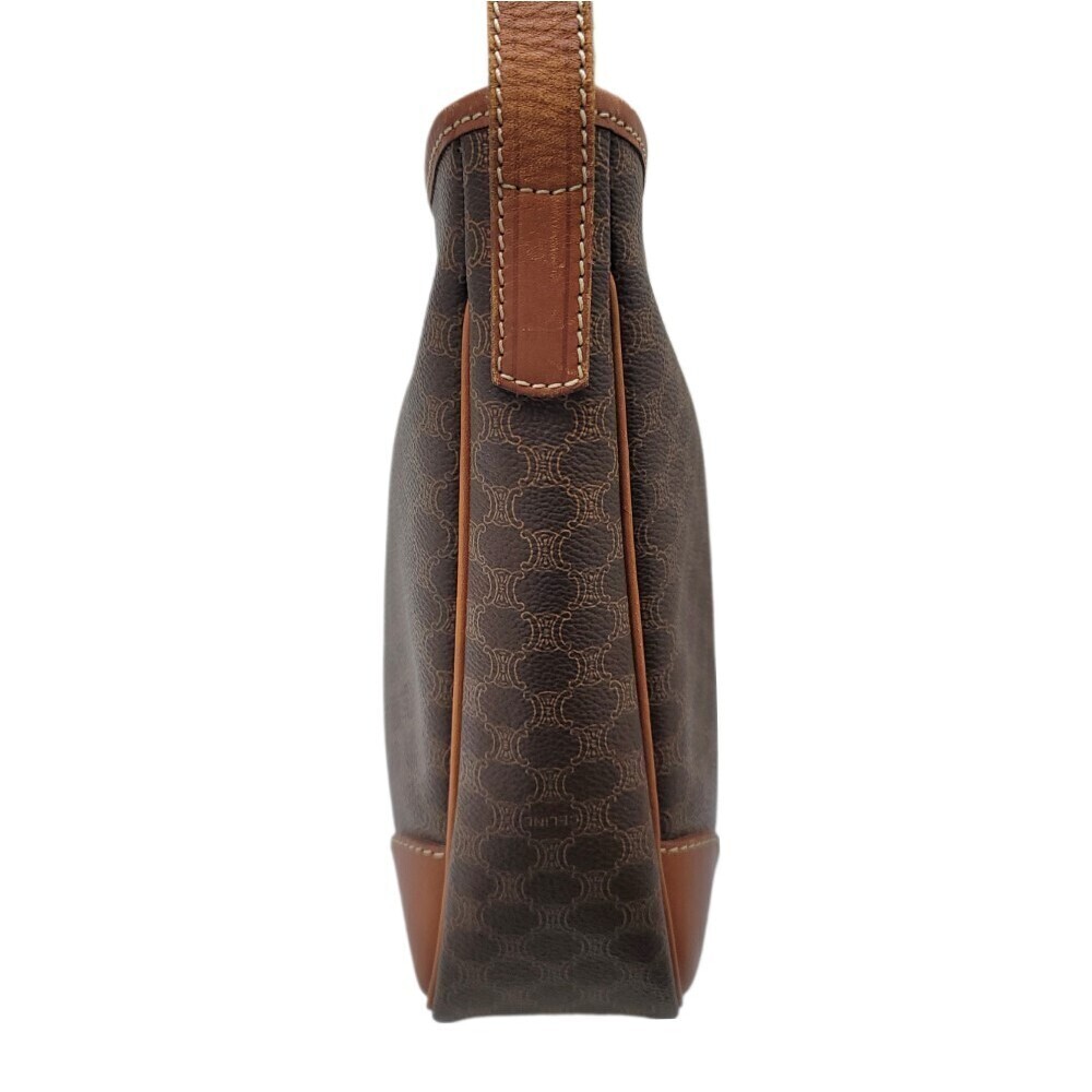 CELINE Macadam Shoulder Bag Brown Canvas Leather One Shoulder Hobo Handbag - Picture 2 of 11